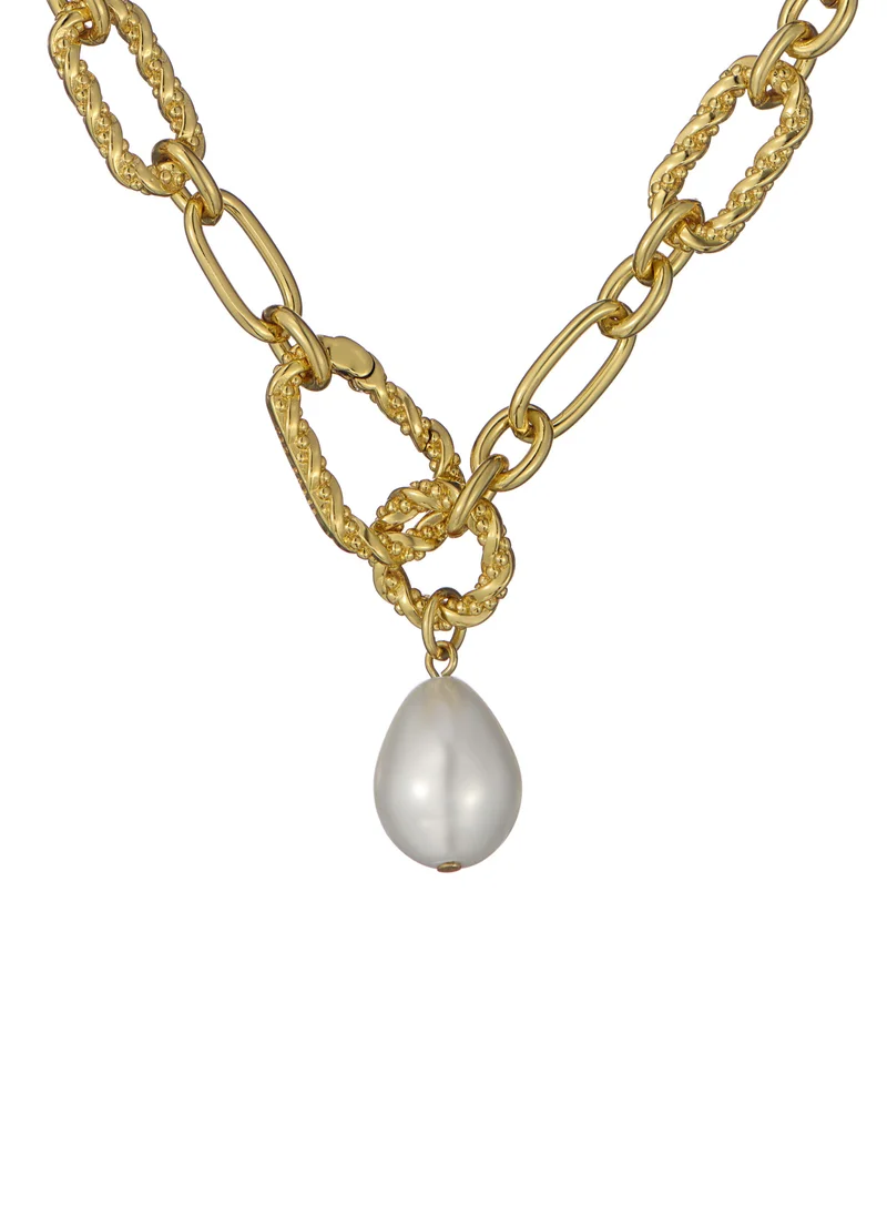 تيد بيكر Twisted Pearl Pendant Necklace
