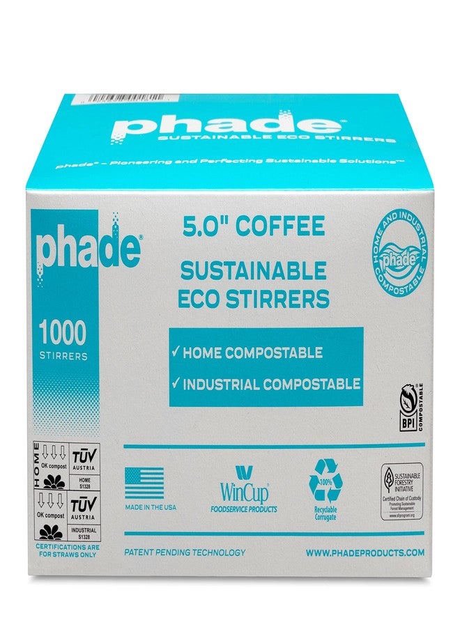 phade Eco-Friendly Cocktail and Coffee Straws/Stirrers 6,000 Count - Sustainable Marine Biodegradable Compostable Stirrer, 6 Pack - Image 1