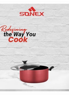SONEX Non Stick Casserole With Elegant Design in Pink, Never Stick Plus Super Strong Non Stick Teflon Coating, Ergonomic, Stay Cool Handle, Effecient Heat Distribution For Healthy Cooking, Easy to Clean  - Image 2