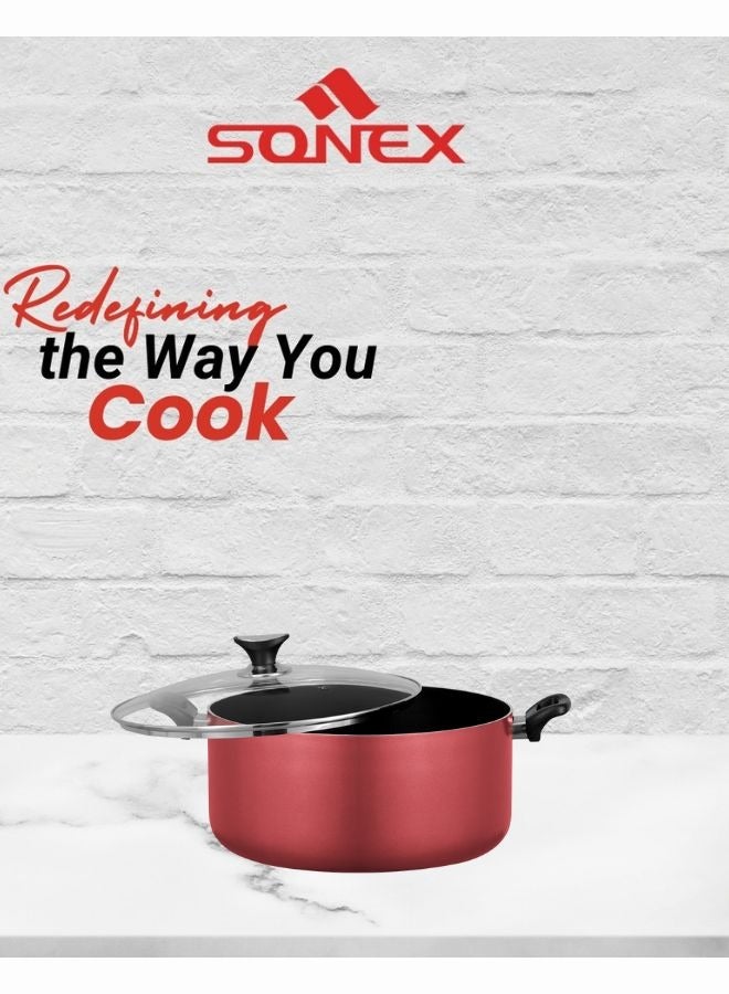 SONEX Non Stick Casserole With Elegant Design in Pink, Never Stick Plus Super Strong Non Stick Teflon Coating, Ergonomic, Stay Cool Handle, Effecient Heat Distribution For Healthy Cooking, Easy to Clean - Image 2