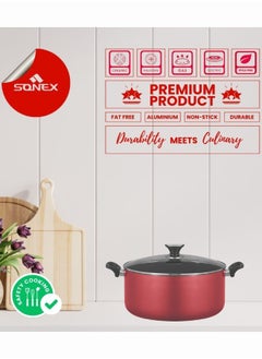 SONEX Non Stick Casserole With Elegant Design in Pink, Never Stick Plus Super Strong Non Stick Teflon Coating, Ergonomic, Stay Cool Handle, Effecient Heat Distribution For Healthy Cooking, Easy to Clean  - Image 3