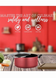 SONEX Non Stick Casserole With Elegant Design in Pink, Never Stick Plus Super Strong Non Stick Teflon Coating, Ergonomic, Stay Cool Handle, Effecient Heat Distribution For Healthy Cooking, Easy to Clean  - Image 4