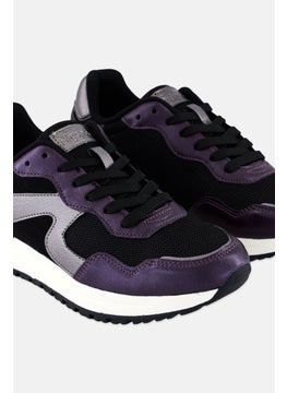 Algspar Women Textile Upper Lace Up Casual Shoes, Black  - Image 3