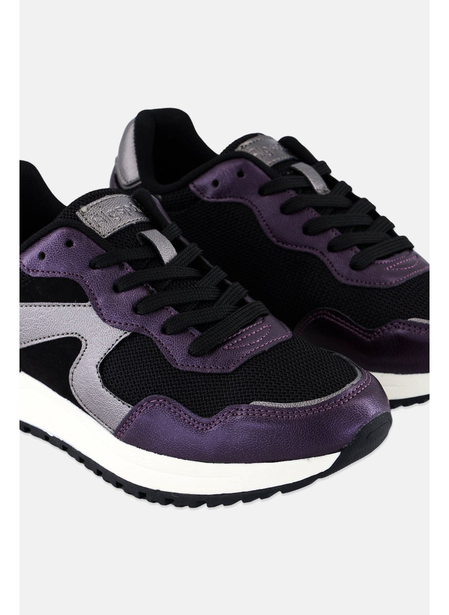 Algspar Women Textile Upper Lace Up Casual Shoes, Black  - Image 3