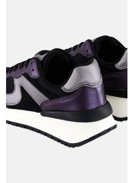 Algspar Women Textile Upper Lace Up Casual Shoes, Black  - Image 2