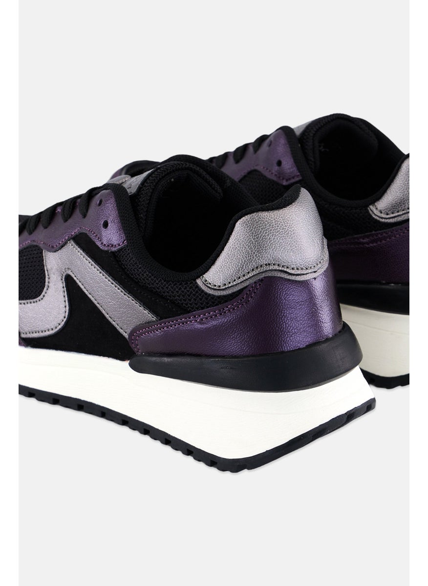 Algspar Women Textile Upper Lace Up Casual Shoes, Black  - Image 2