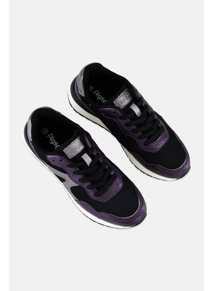 Algspar Women Textile Upper Lace Up Casual Shoes, Black  - Image 4