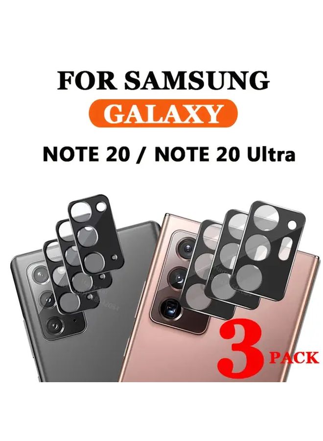 3 Pack Black Tempered Glass Camera Lens Protector for Samsung Galaxy Note 20 Ultra Full Coverage - Image 1
