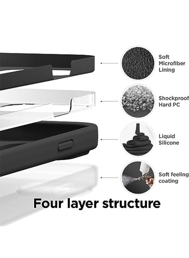 Ocean iPhone 15 (6.1 inch) Case, Liquid Silicone Case, Full Body Protective Cover, Shockproof, Slim Phone Case, Anti-Scratch Soft Microfiber Lining, Black - Image 4