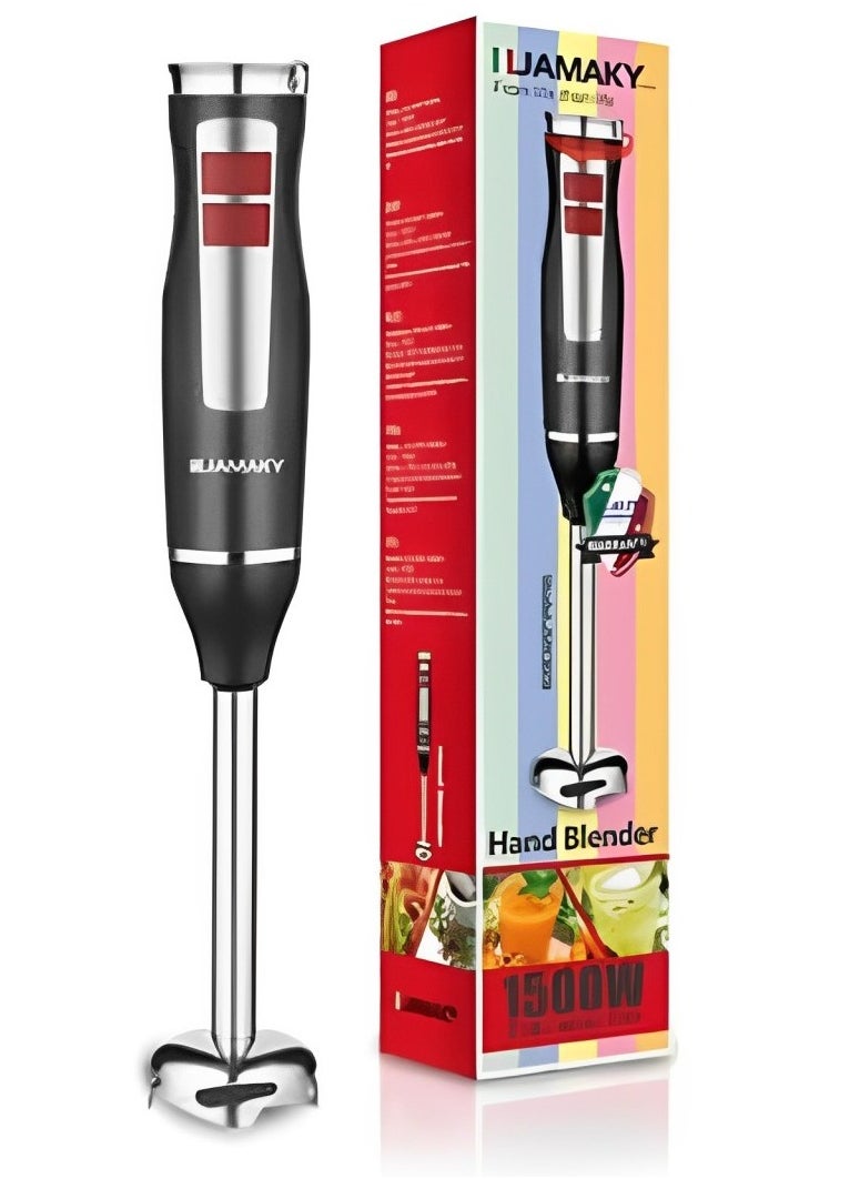 JAMAKY Italy - Hand Blender, 1500 watts, multi-speed, strong and sharp blades for multi-use with Italian technology - jmk3008 Black - Image 1