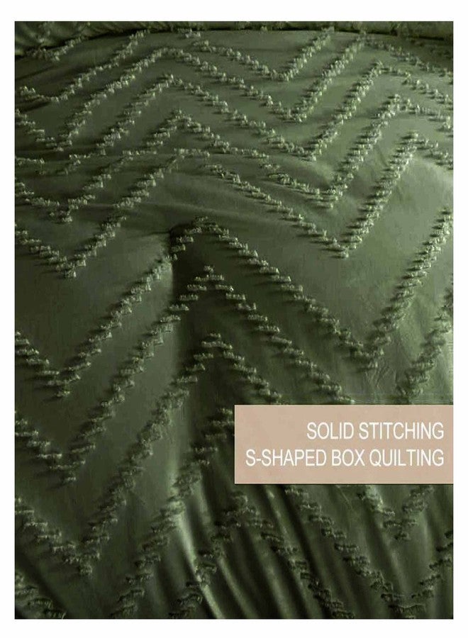 Nanko King Comforter Set Dark Green Tufted Jacquard Boho Soft Shabby Chic Reversible Down Alternative Microfiber Bedding - All Season Duvet Bohemia Bed Sets Women Men Size 104 x 90 3pc, Green - Image 5