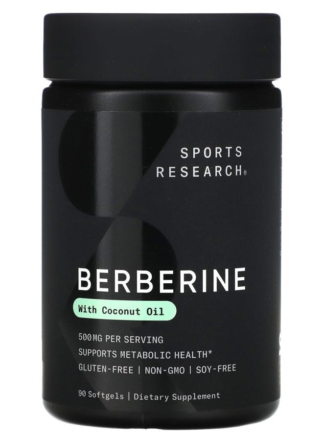 SPORTS RESEARCH Berberine With Coconut Oil 500 mg 90 Softgels 