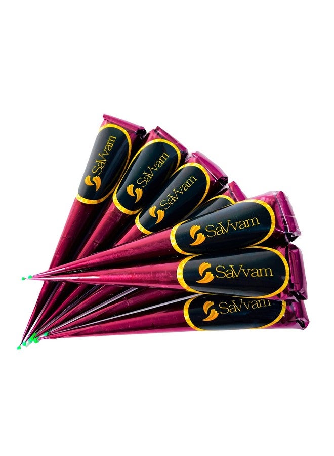 SaVvam 3 Cones 100% Natural Ready To Use Henna Cones Paste Hair Dye For Spot Hair Color (3 Cones Dark Red) - Image 1