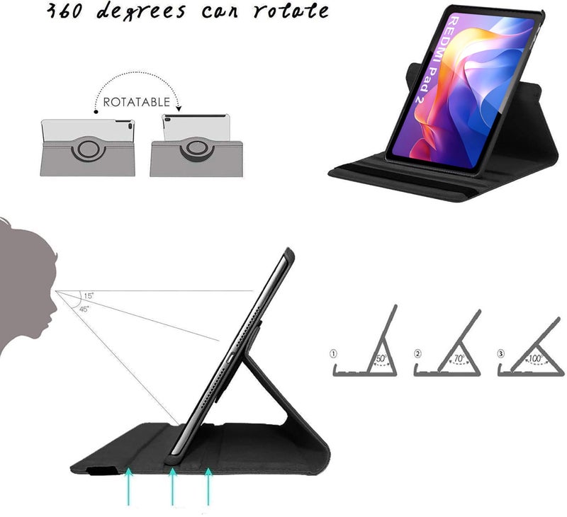 ProElite Cover for Xiaomi Redmi Pad 2 11 inch Case Cover, 360 Rotatable Smart Flip Case Cover for Xiaomi Redmi Pad 2 11 inch Tablet with Stylus Pen, Dark Blue - Image 3