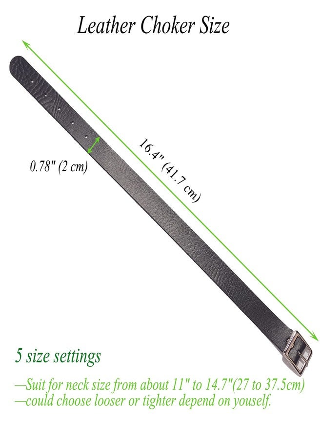 ETHOON Choker Necklace for Women 4 Adjustable Belt Cool Gothic PU Collar Green - Image 2