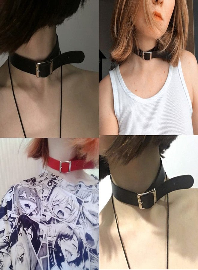ETHOON Choker Necklace for Women 4 Adjustable Belt Cool Gothic PU Collar Green - Image 3