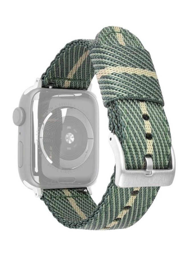 HuHa Nylon Braid Replacement Strap Watchband For Apple Watch Series 7/6/5/4/3/2/1/SE 45/44/42mm Green/Beige - Image 1