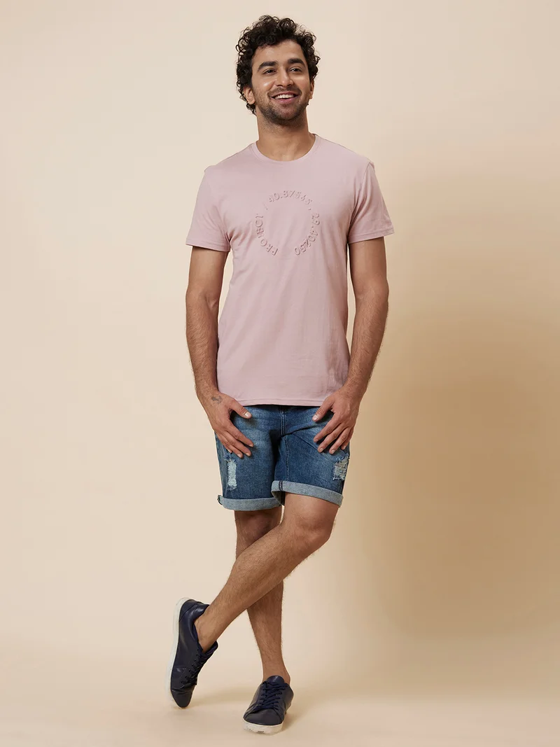 جلو باص شورت جينز رجالي أزرق داكن بقصة عادية