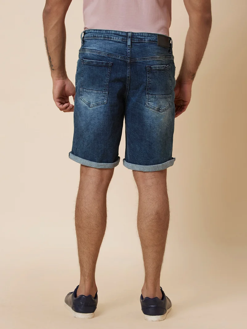 globus Globus Men Dark Blue Regular Fit Denim Shorts