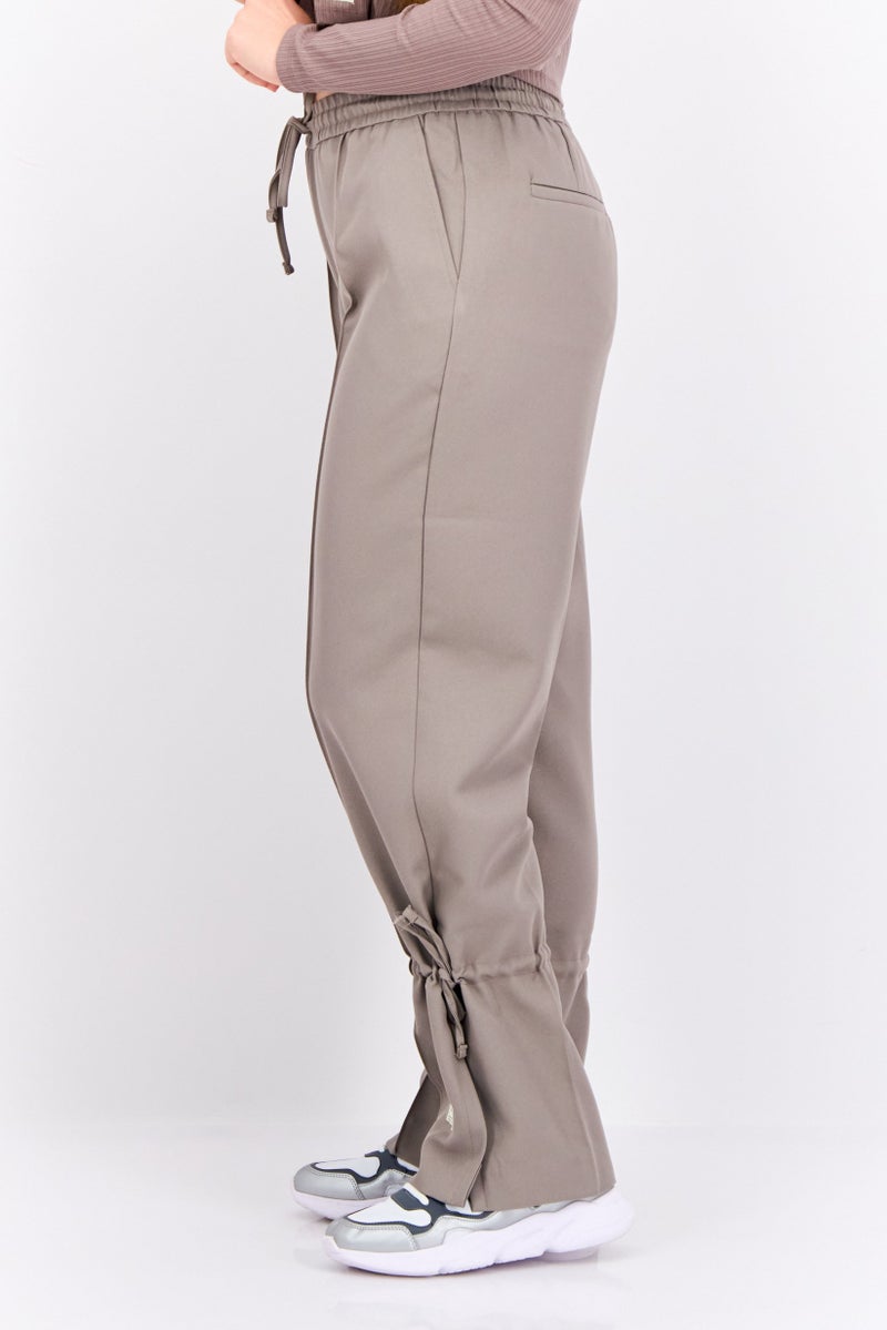 The Giving Movement Women Regular Fit Wide Leg Brand Logo Pants, Grey - Image 2