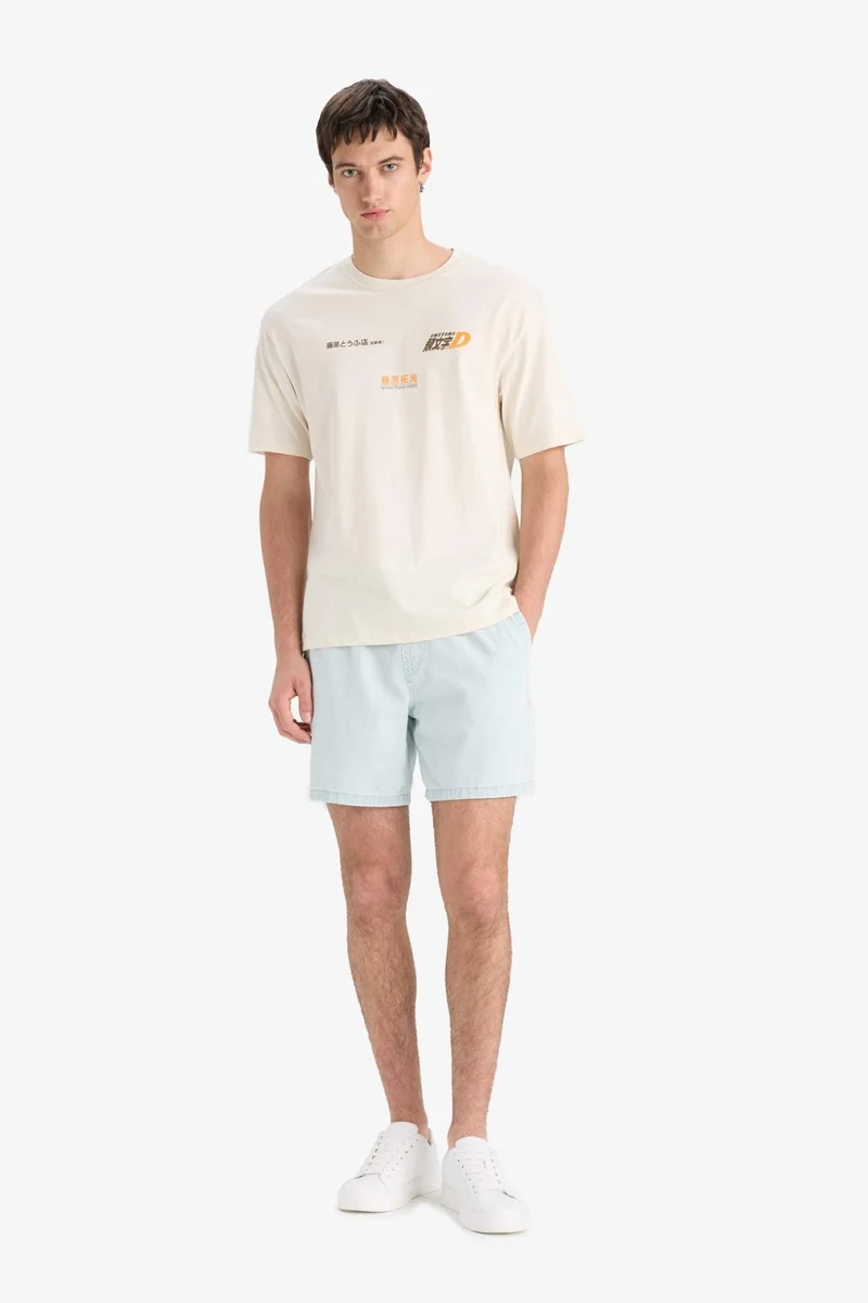 ديفاكتو Cotton Initial D Boxy Fit Crew Neck T-Shirt