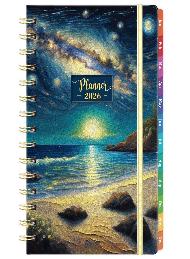 Pinchoco 2026 Planner - Planner 2026, Jan. 2026 - Dec. 2026, 8.4"x 6.3", 2026 Planner Weekly and Monthly, 2026 Calendar Planner with Elastic Closure + Colorful Tabs + Hardcover - Dreaming Sea - Image 1