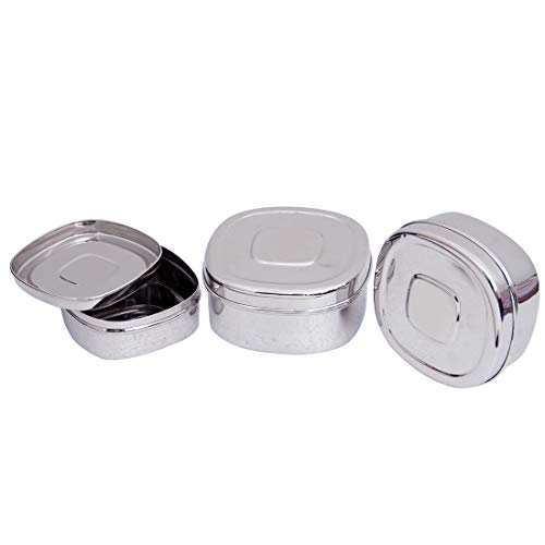 Dharam Paul Traders Steel containers for Kitchen Storage,Square Shaped Steel Puri Dabba, Set of 3 Pieces, Heavy Weight,600 ml,400 ml and 250 ml. Rust Proof and Non crackable. - Image 2