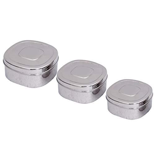 Dharam Paul Traders Steel containers for Kitchen Storage,Square Shaped Steel Puri Dabba, Set of 3 Pieces, Heavy Weight,600 ml,400 ml and 250 ml. Rust Proof and Non crackable. - Image 3