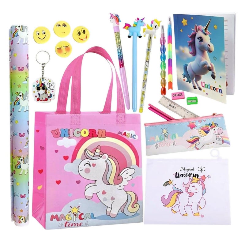 Tera13 Girls Stationery Kit, Unicorn Stationery Combo for Girls (Pack of 12 Items) Return Gifts for Kids, School Stationery Set for Kids, Unicorn Gift Pack for Diwali, Christmas, Kanjak, Birthday - Image 1