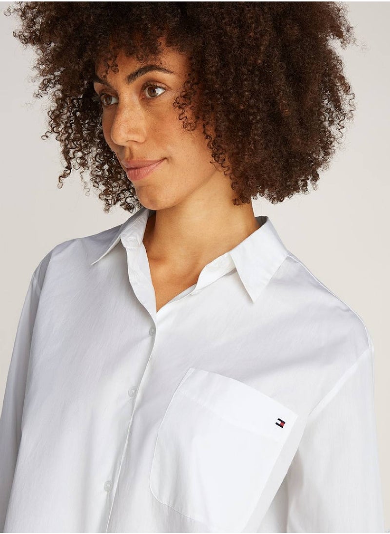 Women's Poplin Easy Fit Casual Long Sleeve Shirt, White - Cotton - pzsku/Z3EE3B1E3C2BF09FC6937Z/45/_/1728978129/6e3d8a77-d07b-46ba-ab48-dc51610154c7