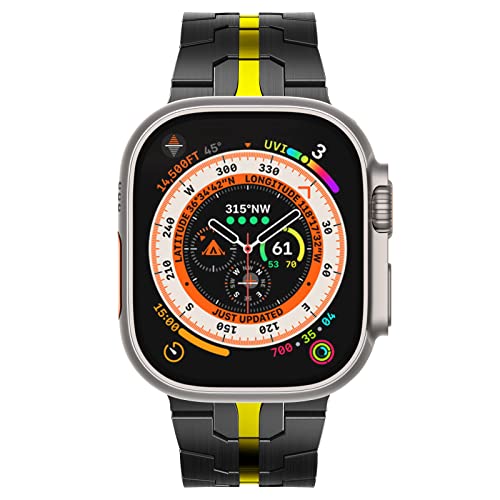 CHANCHY Stainless Steel Band for Apple Watch Band Apple Watch Ultra 3/2/1 Band 49mm, Series 11/10 46mm, 9/8/7 45mm, SE3/SE2/SE 6/5/4 44mm, 3/2/1 42mm, Metal Strap with Folding Clasp for Men, BlackGold - Image 4