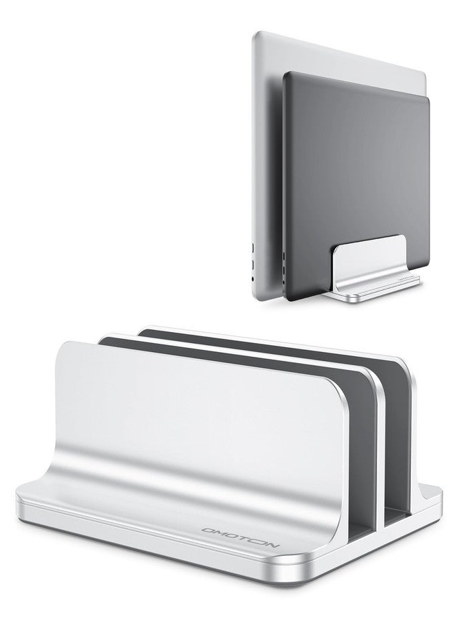 أوموتون حامل كمبيوتر محمول عمودي مزدوج من OMOTON، يناسب أجهزة MacBook Air/Pro، فضي اللون - Image 1