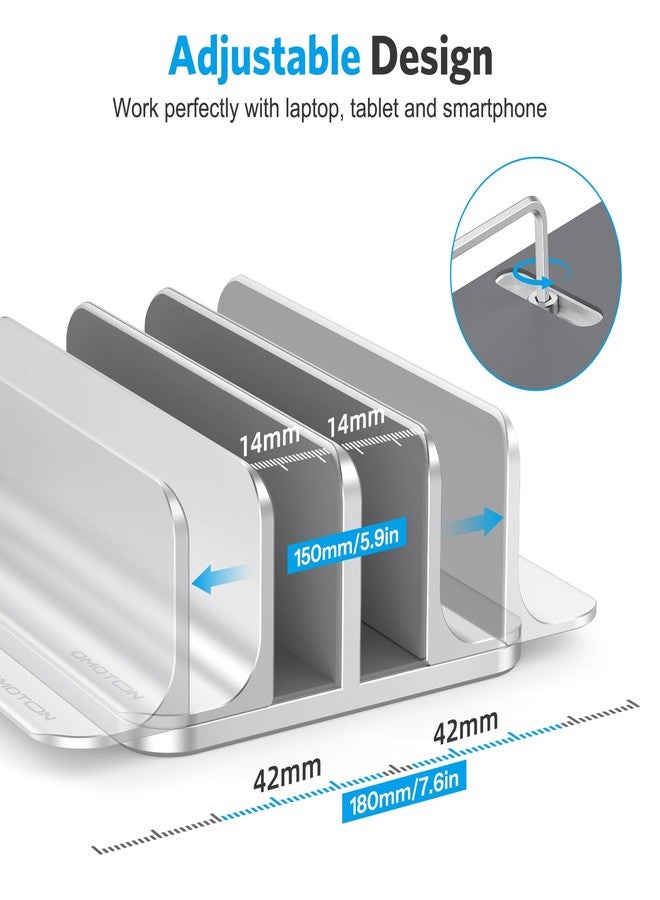أوموتون حامل كمبيوتر محمول عمودي مزدوج من OMOTON، يناسب أجهزة MacBook Air/Pro، فضي اللون - Image 4