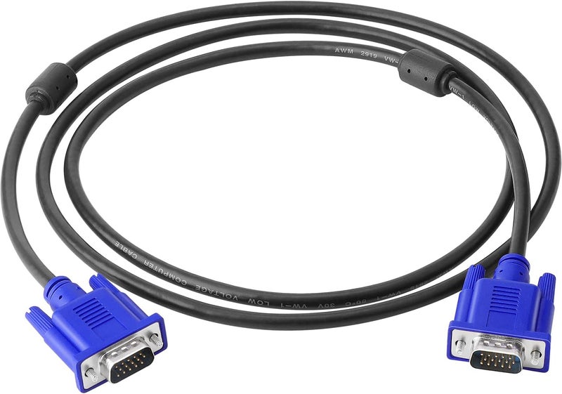 PASOW VGA to VGA Monitor Cable HD15 Male to Male for TV Computer Projector (5 Feet) - Image 1