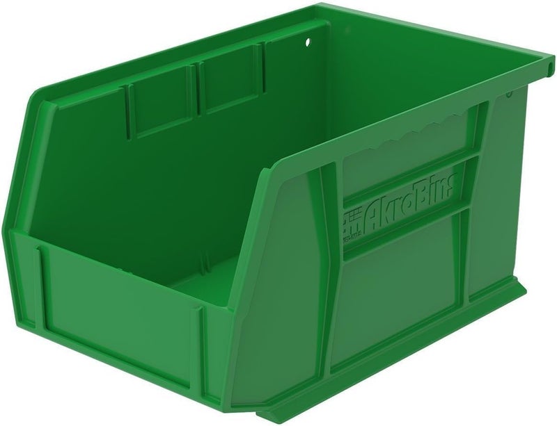 AkroMils 30237 AkroBins Plastic Storage Bins, Space-Saving Stackable Bins for Garage, Pantry, Craft Organization, 9" x 6" x 5", Green, 12-Pack - Image 3