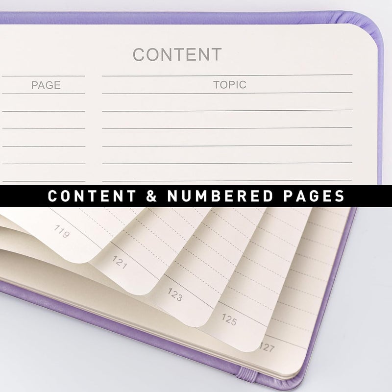 EMSHOI A5 Notebook Lined Journal - 120 GSM Paper Hardcover Notebook for Work, 160 Pages College Ruled Notebook, Leather Writing Journal for Women, Men, Work, School, 14.5 X 21 cm - Light Purple - Image 3