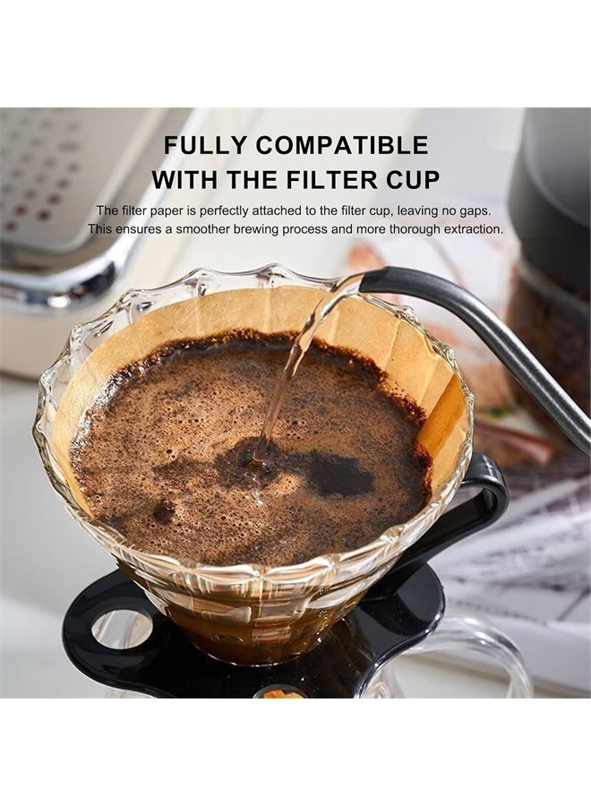 هومستر 100 جهاز كمبيوتر شخصي ورقة تصفية القهوة ، V60 حجم 02 ، فلاتر يمكن التخلص منها لصب القهوة وتقطيرها ، مع مربع دوار ، بني - Image 3