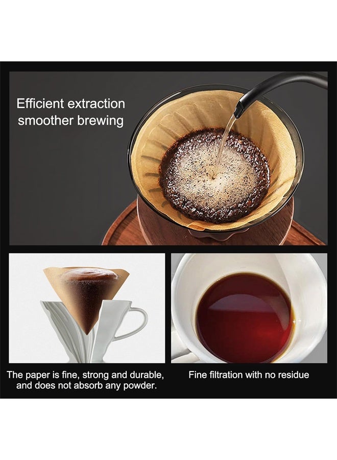 هومستر 100 جهاز كمبيوتر شخصي ورقة تصفية القهوة ، V60 حجم 02 ، فلاتر يمكن التخلص منها لصب القهوة وتقطيرها ، مع مربع دوار ، بني - Image 2