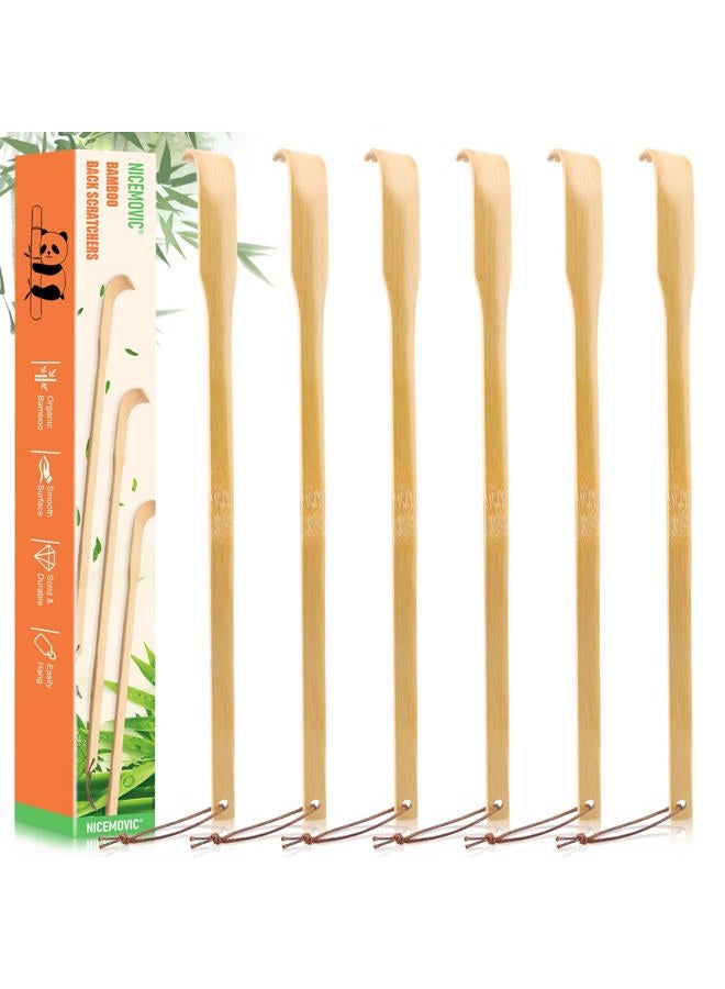 NICEMOVIC 6 Pack Wooden Bamboo Back Scratcher, Funny Small Gifts for Men Women Him Her Boyfriend Dad Husband, Stocking Stuffers, Birthday Christmas Gifts, 16.5 Inch Back Scratcher Long Handle - Image 1