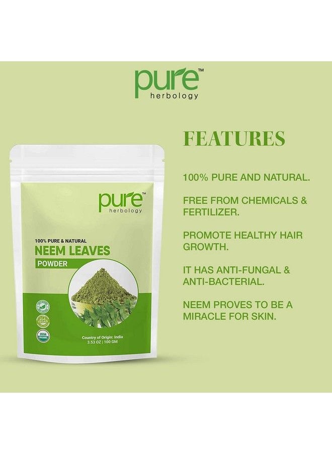 Pure Herbology - Pure & Natural Pimplefree Clear Skin Silky Hair Neem Leaves Powder 100Gm - Image 1