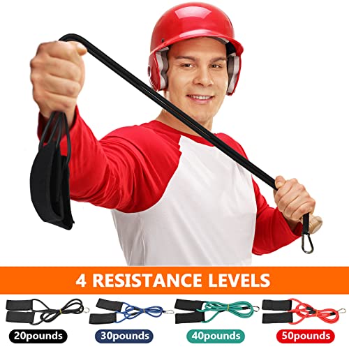 Skylety 4 Pieces Baseball Resistance Bands Youth & Adult Arm Strength Training Baseball Bands for Softball Trainer Pitcher Training, 4 Levels(20, 30, 40, 50 Lbs, Black, Blue, Red, Green) - Image 2