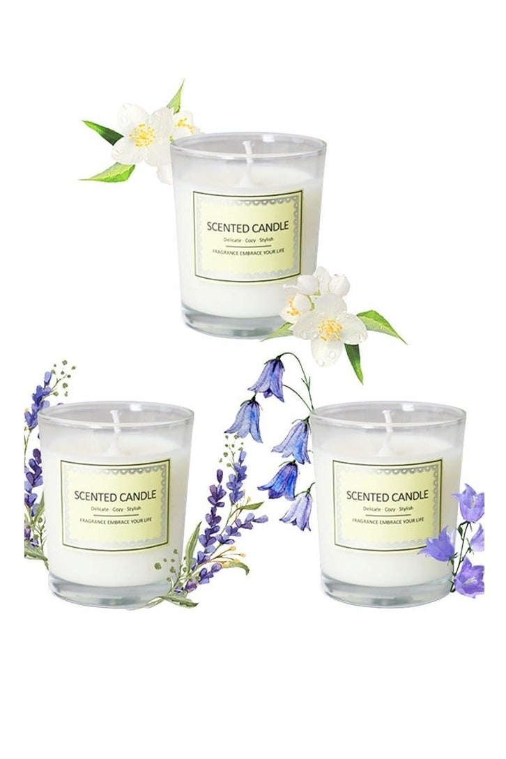 مجموعة من 3 شموع معطرة للمنزل، مصنوعة من فول الصويا الطبيعي، معطرة للمنزل، مدة احتراق تصل إلى 50 ساعة، هدية لتخفيف التوتر - Image 5