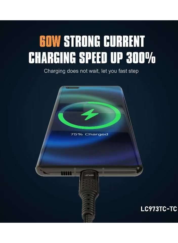 Lenyes Fast Charging Data Cable Type C to C, 60W - Image 3