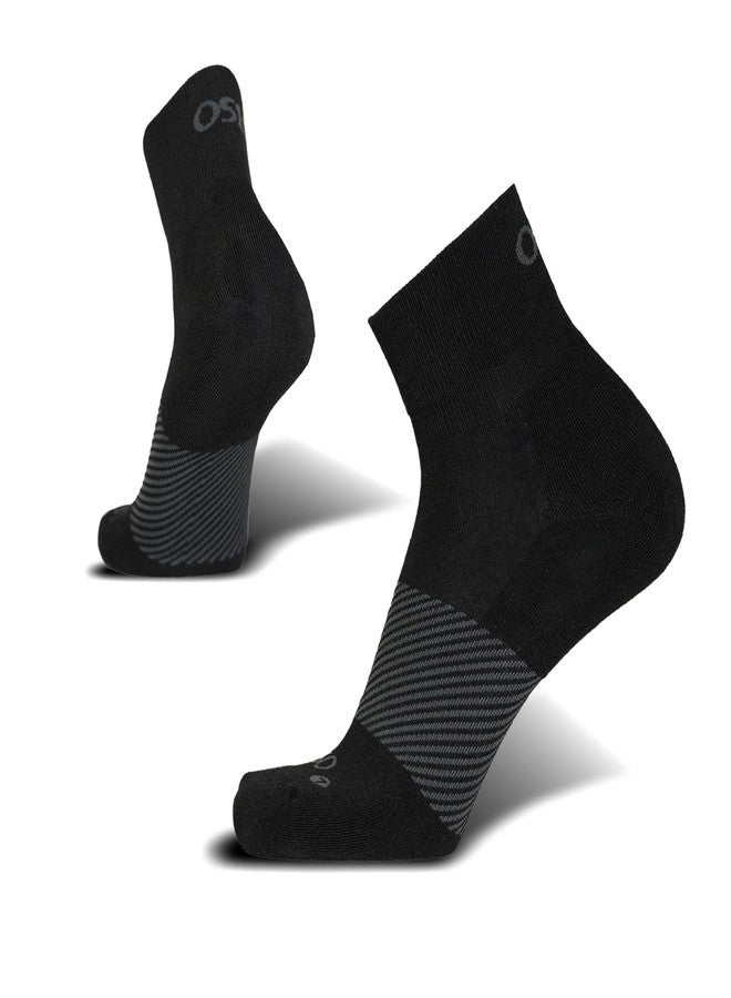 OS1st Wicked Comfort Quarter Crew Socks with light compression for maximum cushion, blister protection and breathable fabric  (US, Alpha, Medium, Regular, Regular, Black) - Image 1
