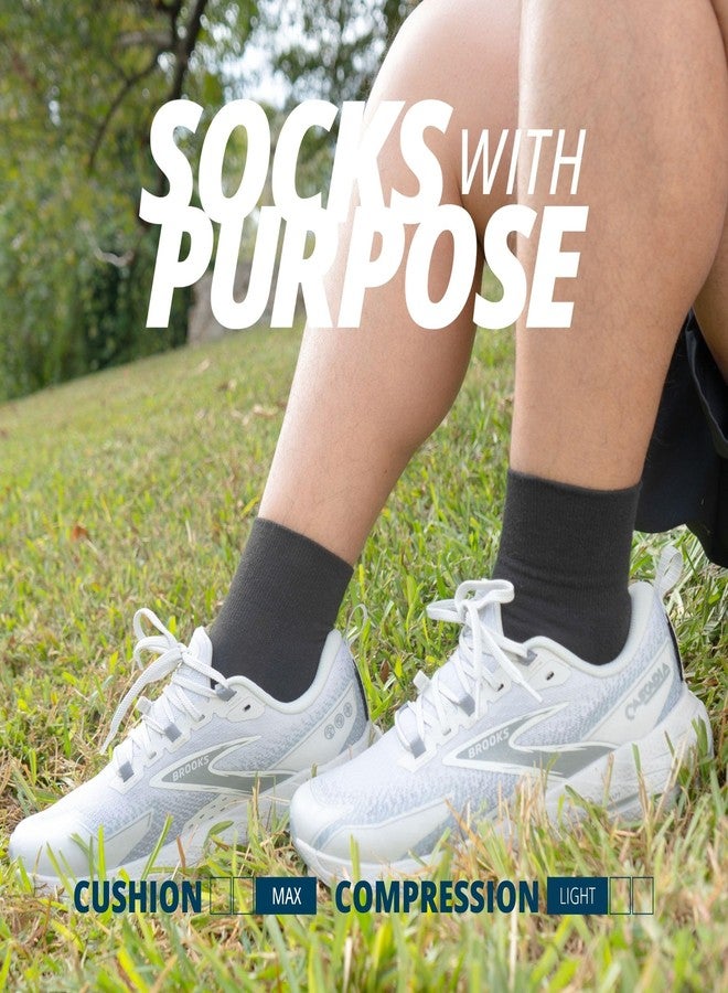OS1st Wicked Comfort Quarter Crew Socks with light compression for maximum cushion, blister protection and breathable fabric  (US, Alpha, Medium, Regular, Regular, Black) - Image 4