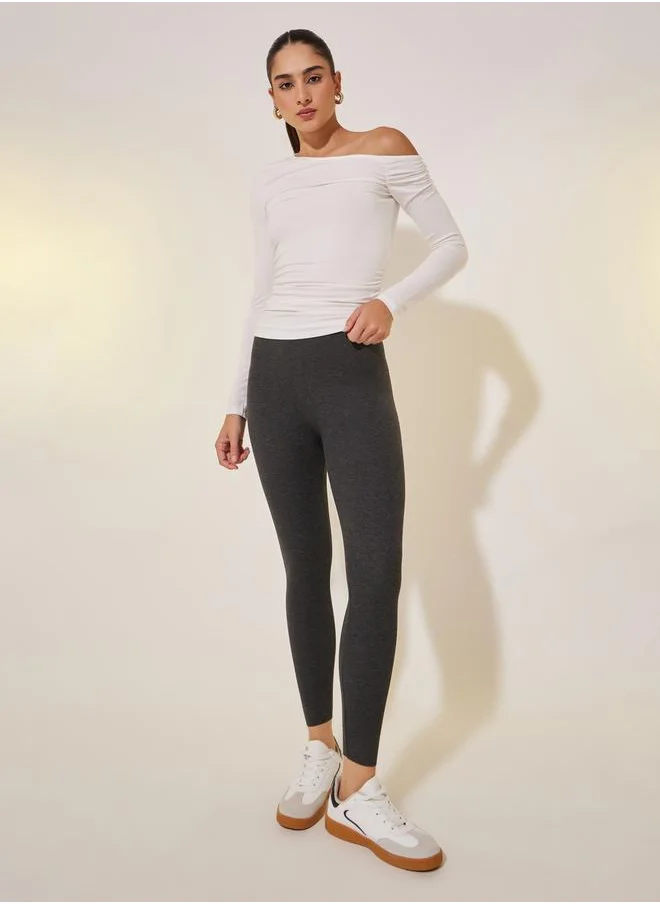 Styli Solid Elasticated Waistband Basic Leggings