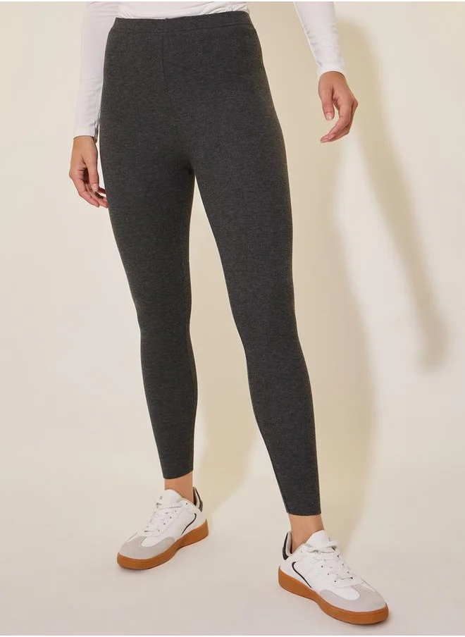 Styli Solid Elasticated Waistband Basic Leggings