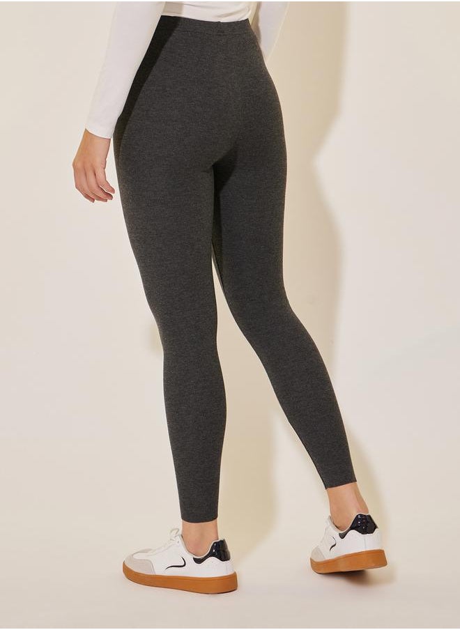 Take Two Solid Elasticated Waistband Basic Leggings  - Image 4