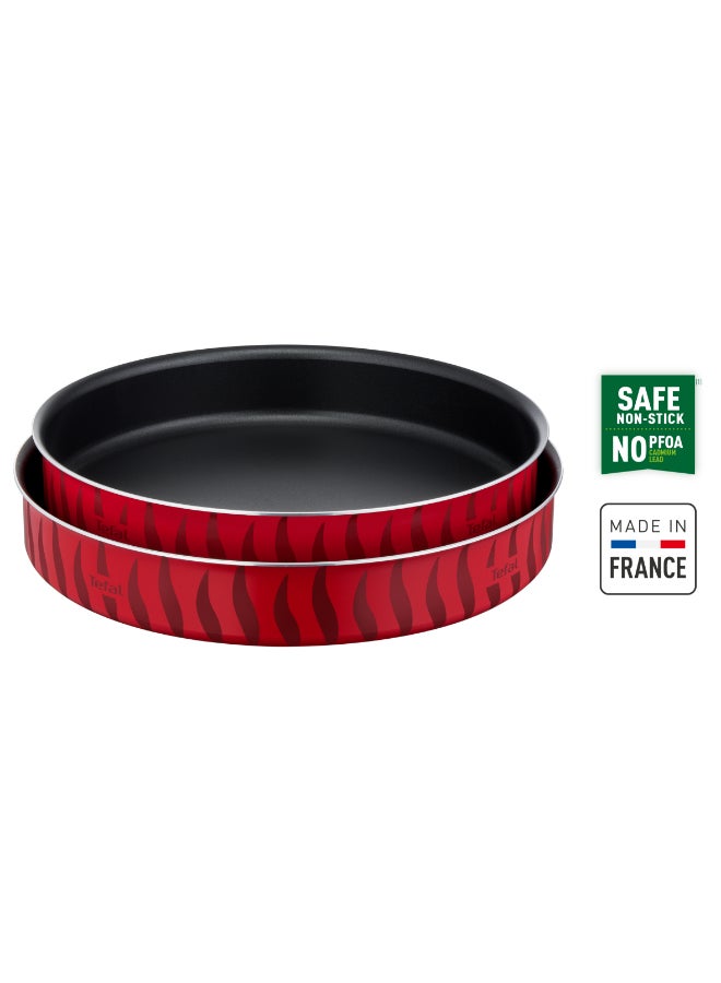 تيفال TEFAL صواني خبز | Les Spécialistes | طقم من قطعتين | أطباق كبة | 28/30 سم | طلاء غير لاصق | ألومنيوم | توزيع حرارة | سهولة التنظيف | أحمر | صنع في فرنسا | ضمان لمدة سنتين | J5716683 - Image 1