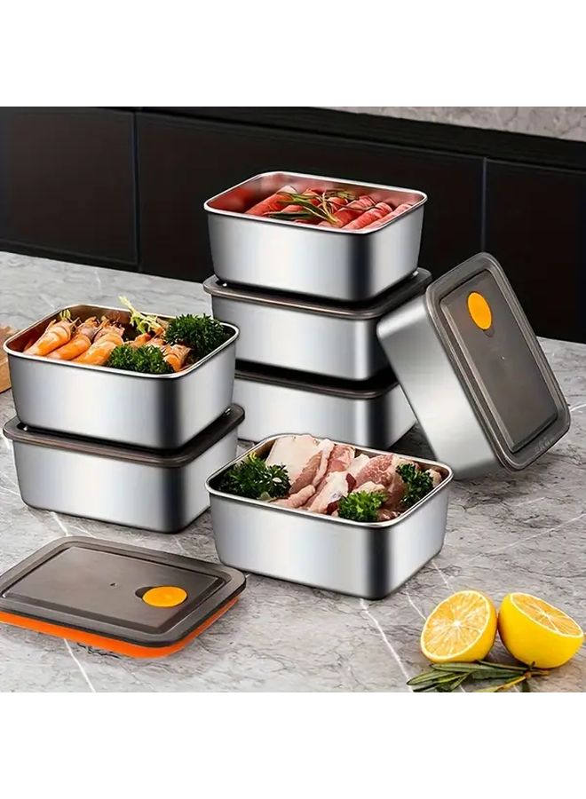 3 Piece Stainless Steel Food Storage Container Set with Lid for Freshness Refrigerator Picnic - Image 2